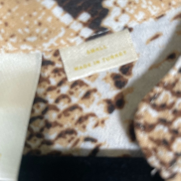 Maeve Anthropologie Women's Sz S Juno Tan Python Snake Print Dress 3/4 Sleeve - Picture 15 of 15